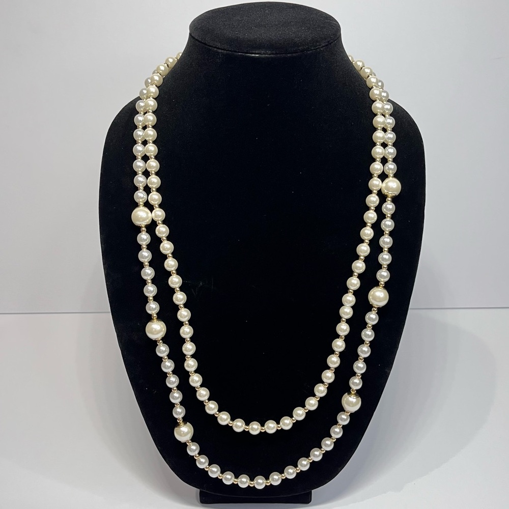 Monet 27”-29” Double-Strand Gold tone Pearl Necklace - NWOT